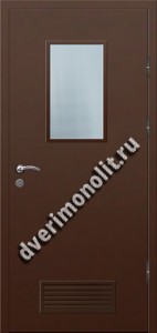 Входная металлическая дверь со стеклом и вентиляционной решеткой 006-013 Входная металлическая дверь со стеклом и вентиляционной решеткой 006-013