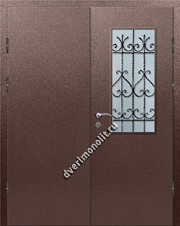 Входная тамбурная дверь со стеклом и решеткой - 008-012
